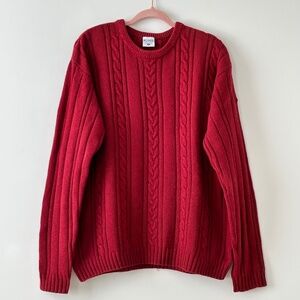 Columbia Red Cable Knit Crewneck Sweater